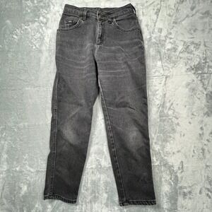 Lee Mom Jeans Women 27 Faded Black High Waisted Tapered Leg Vintage 90s Made USA